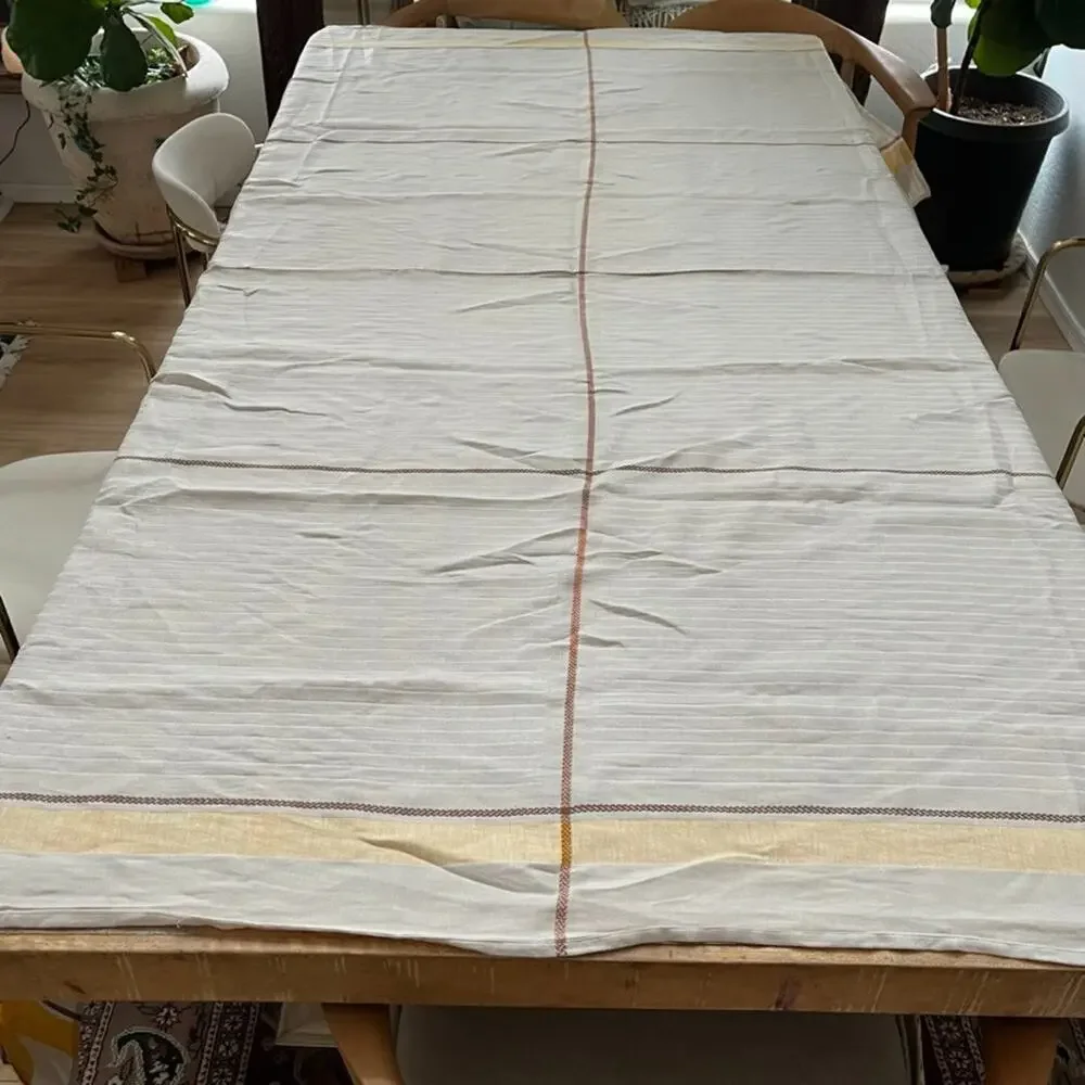 Thomas O'Brien Vintage Modern Striped Linen Blend Tablecloth 73” x 84”